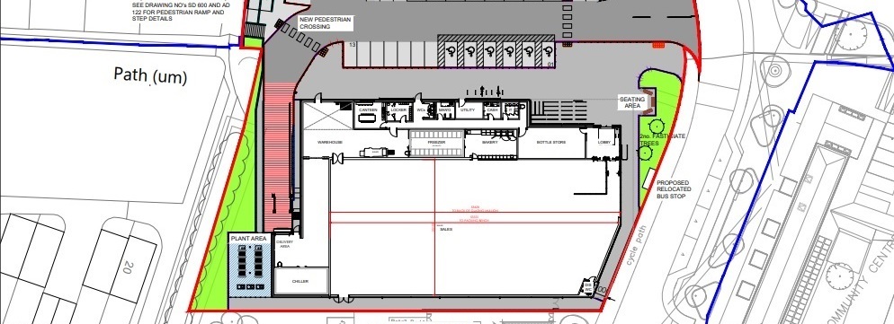 close up of part of the blueprints for the scheme, as viewable on the application site