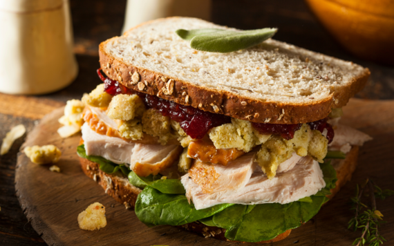 A sandwich made using leftovers