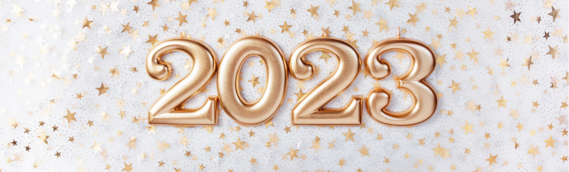 shot of the number 2023 against a glittery backdrop
