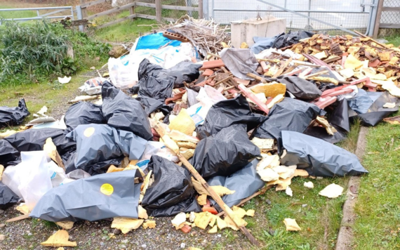 Piles of rubbish dumped on the ground