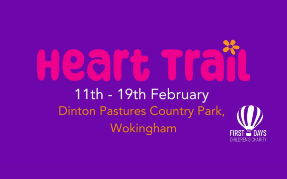 A purple banner with text reading Heart Trail 11 to 19 February