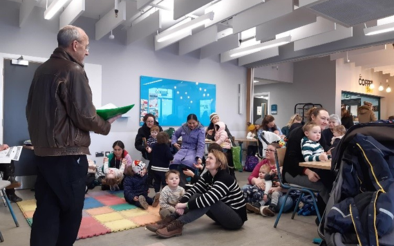 Parents and children joining the first Storytime session at Dinton Activity Centre