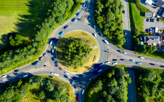 A top view of a roundabout