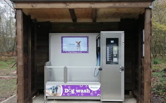 A self-service dog wash facility 