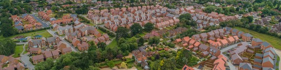 Aerial image of new housing being built in the borough