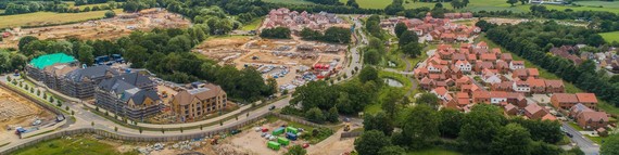 aerial view of new housing being built in the borough with part of the site still vacant
