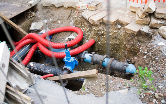 Exposed underground road pipes