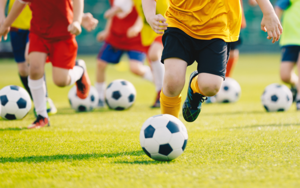 Children playing football