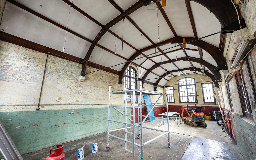 The inside of the old Grade II listed Polehampton Boys School, which is being transformed into a library