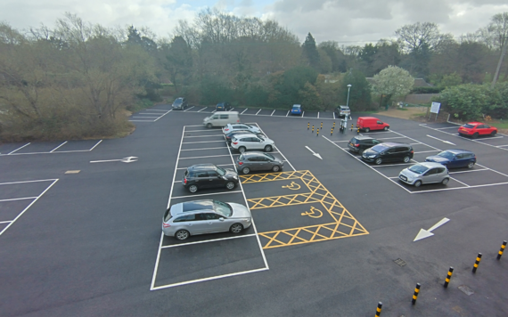 A wide shot of Dinton Activity Centre car park