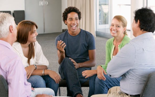 People in a group talking