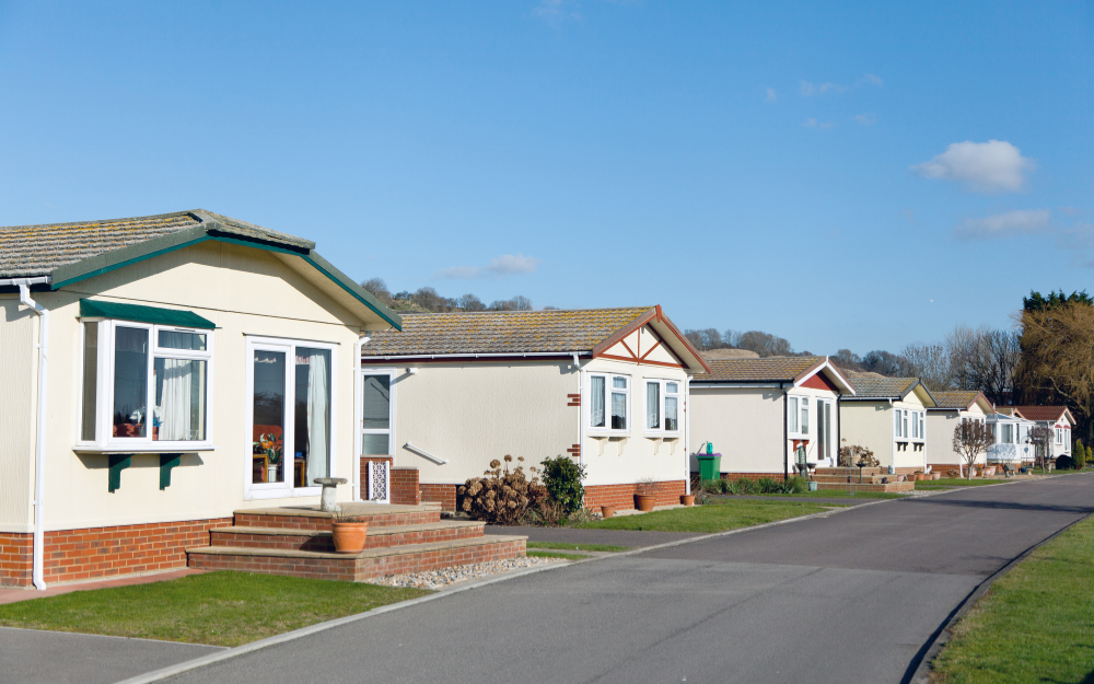 A row of park homes on a park home site