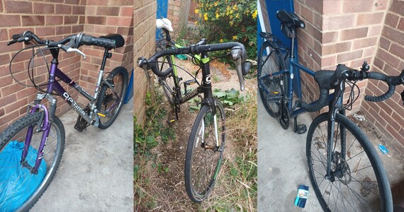 Three bikes which were stolen, then recovered by our teams and returned