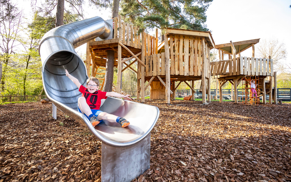 Child on a slide at California Country Park