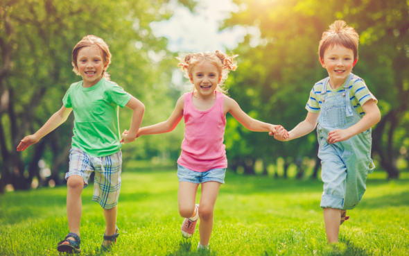 Children playing in the sun