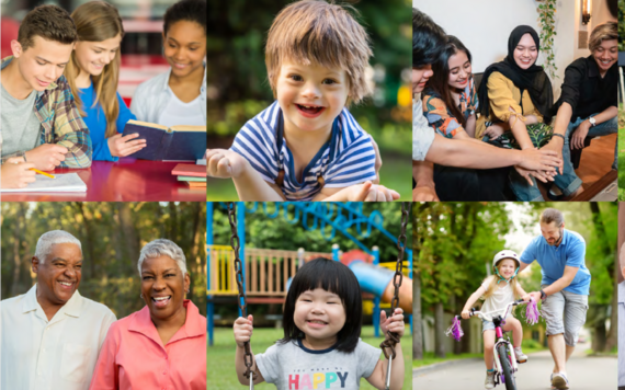 a collage of six photos showing people from a broad range of backgrounds