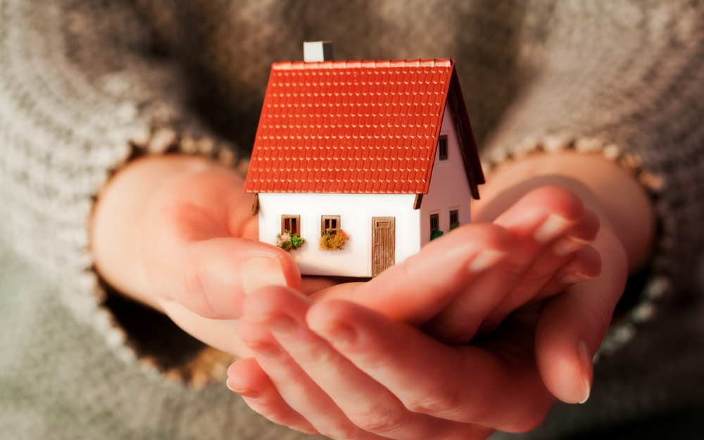 A model house clasped in someone's hands