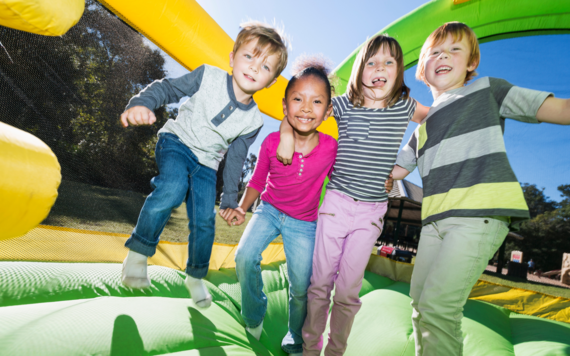 Children on bouncy castle