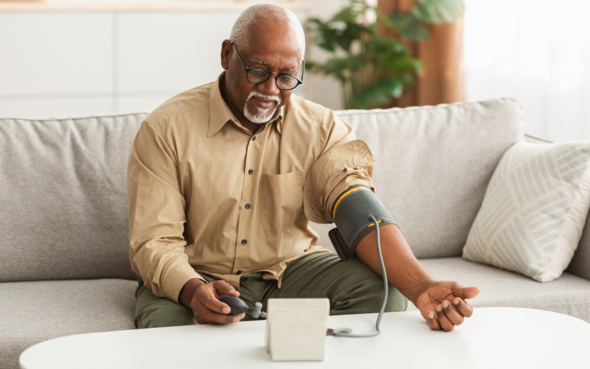 Man doing blood pressure check