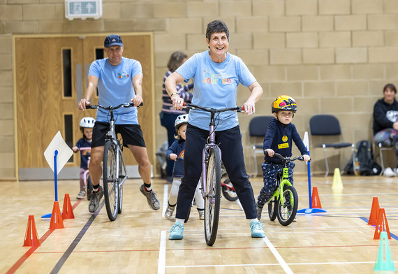 Jill Bissell during an indoor cycle training session