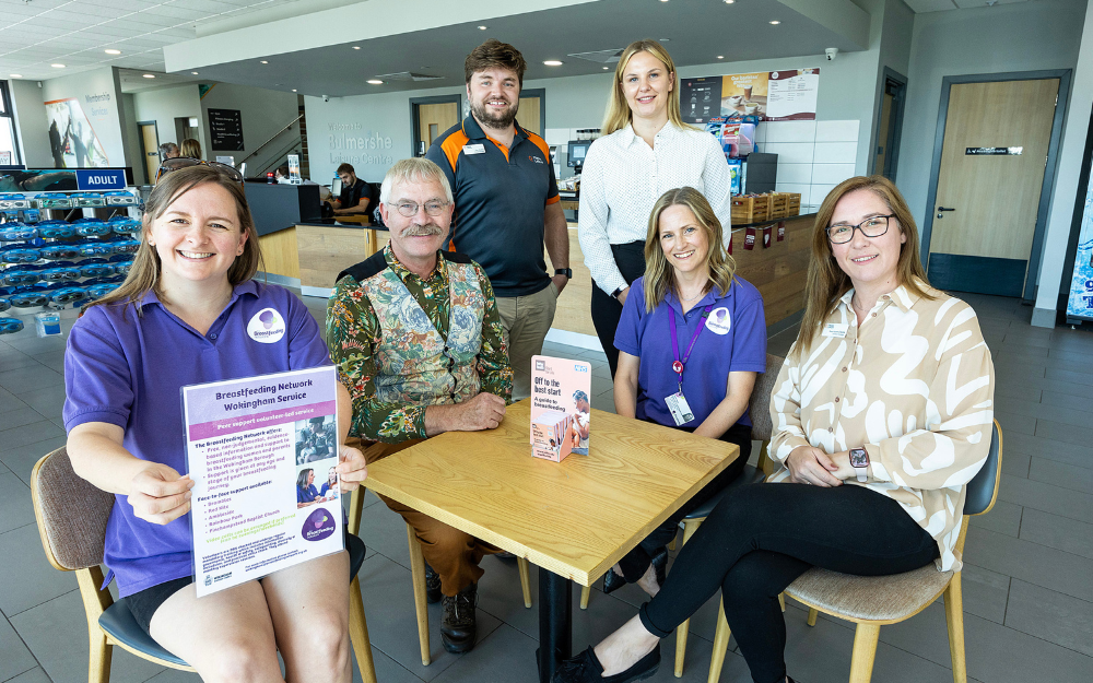 Cllr David Hare, Places Leisure and Breastfeeding Netowrk colleagues with the accreditation for a breastfeeding friendly venue