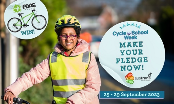 Child on bike for cycle to school week