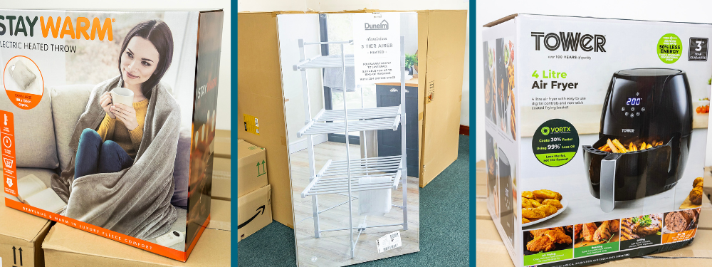 Energy saving items - a heated blanket, a heated airer and an air fryer