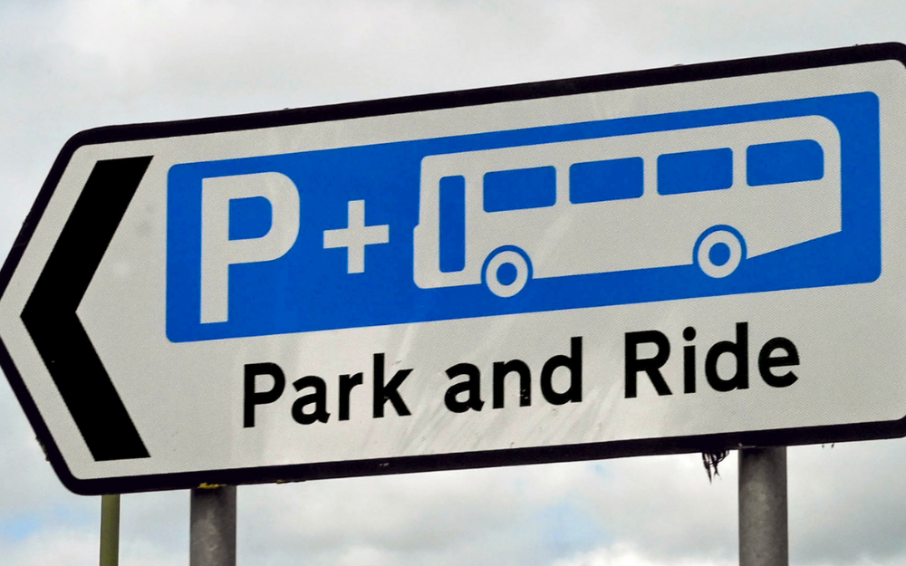 Roadside sign for a park and ride