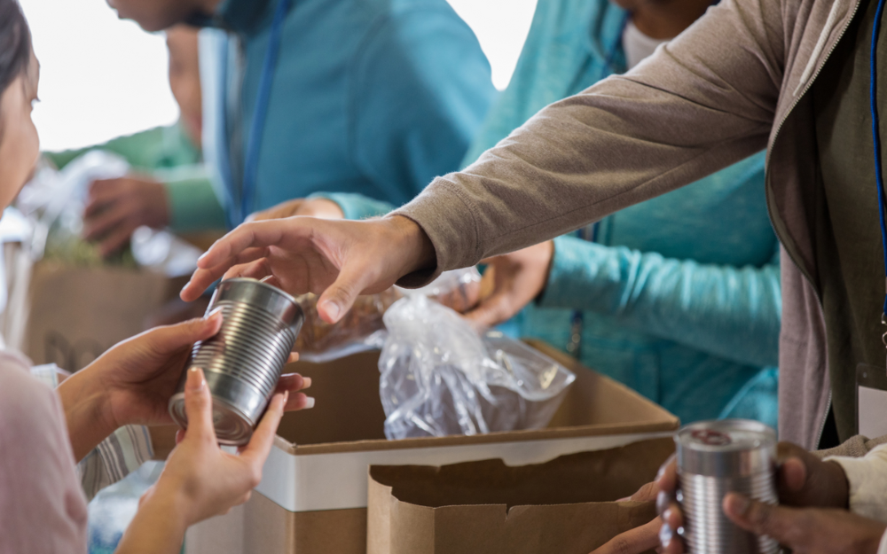 Parcels being made up at a foodbank