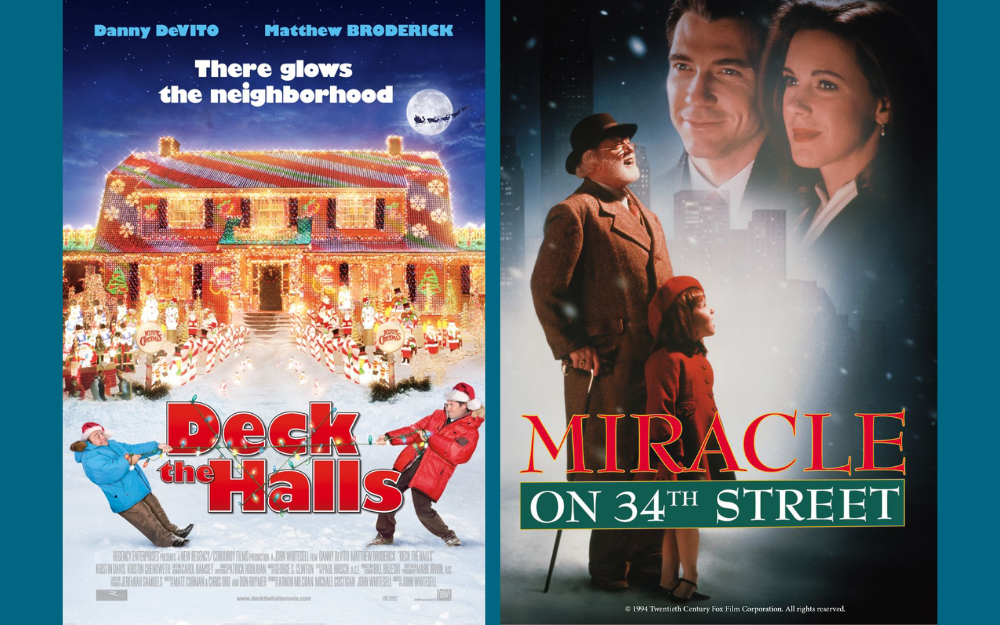 Film posters for Miracle on 34th Street and Deck the Halls