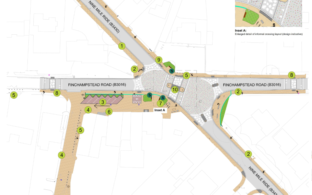 A map of the road around Calirfornia Cross where changes are going to be made