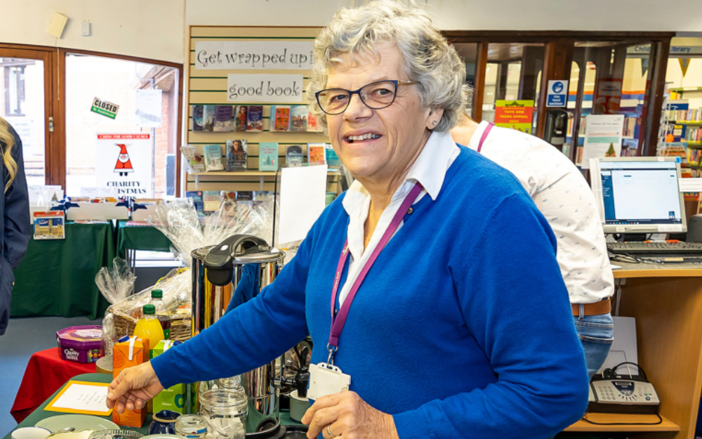 Phillipa Tegg at Earley Library before her retirement