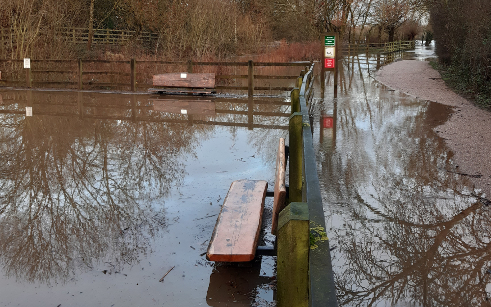 Flooded park area at Dinton Pastures