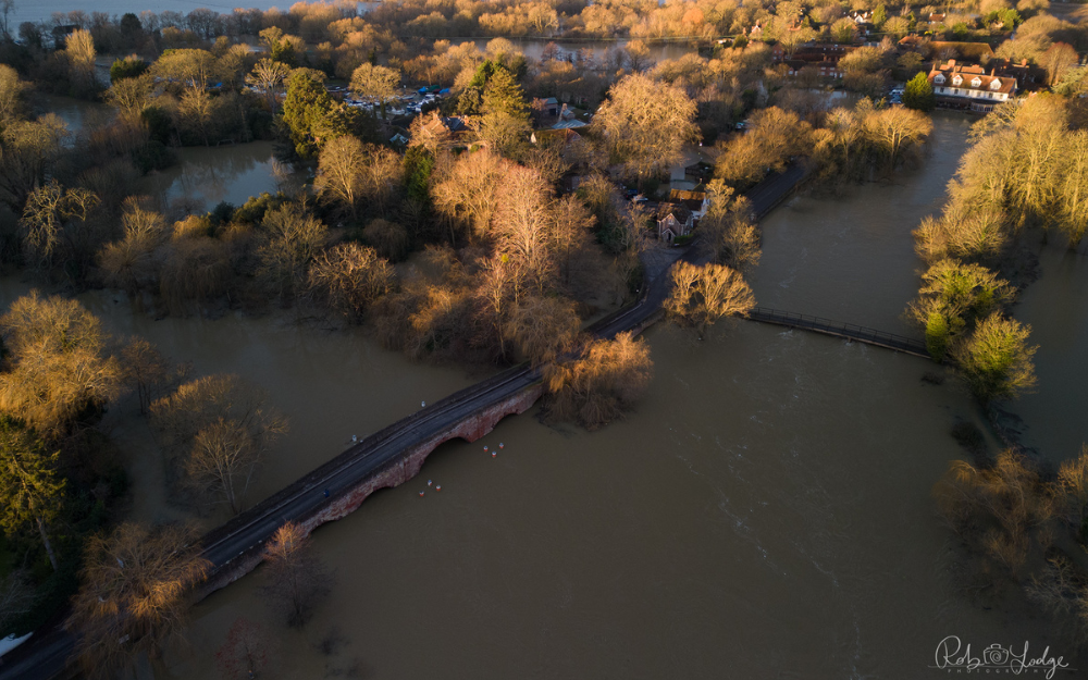 Flooded river thames at Sonning following heavy rain and floods earlier this month