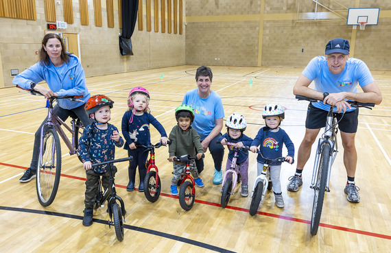 Cycle instructors and children on balance bikes