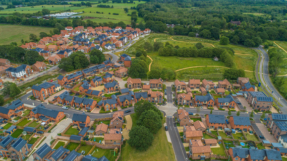 Aerial view of one of the new housing developments in the borough