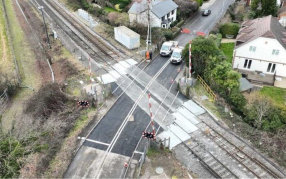 Aerial shot of the Star Lane crossing on Easthampstead Road