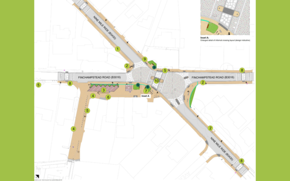 Drawing of the map of the new California Cross junction