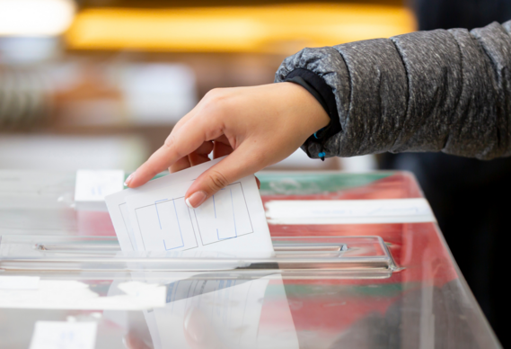 A voting ballot being posted