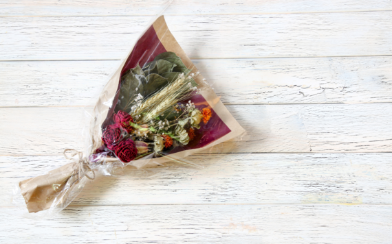 A top view of a flower bouquet 