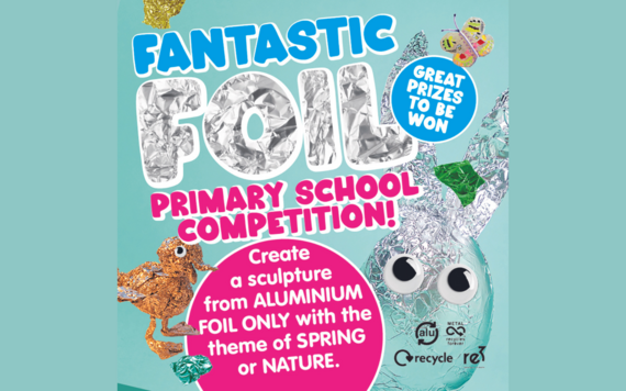A re3 poster about a primary school competition to create a sculpture made of used foil 