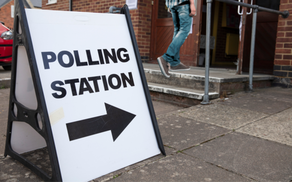 Sign for a polling station