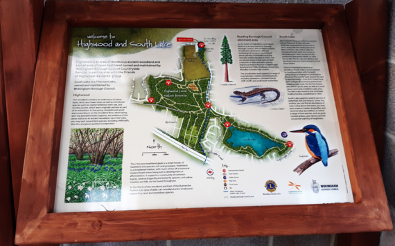 A close-up of a new information board installed at South Lake Park