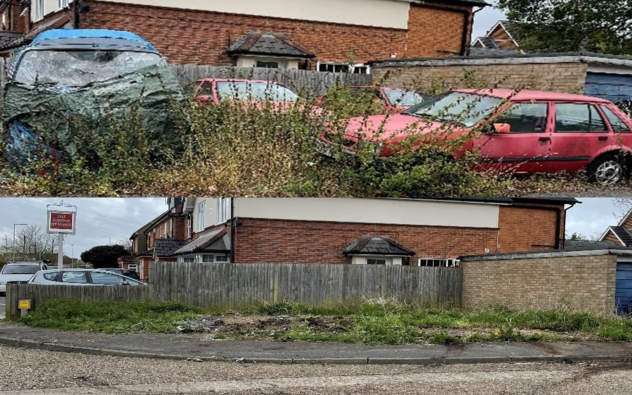 before and after removal of cars