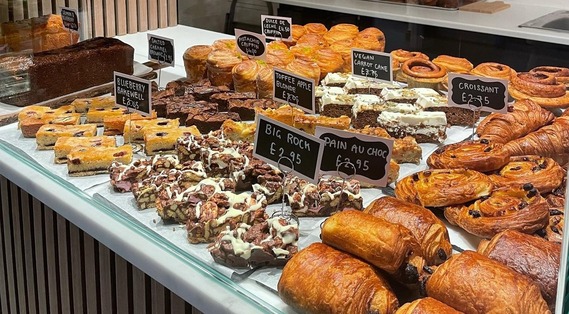 A selection of brownies and other sweet baked goods on display at the Stables café in Arborfield