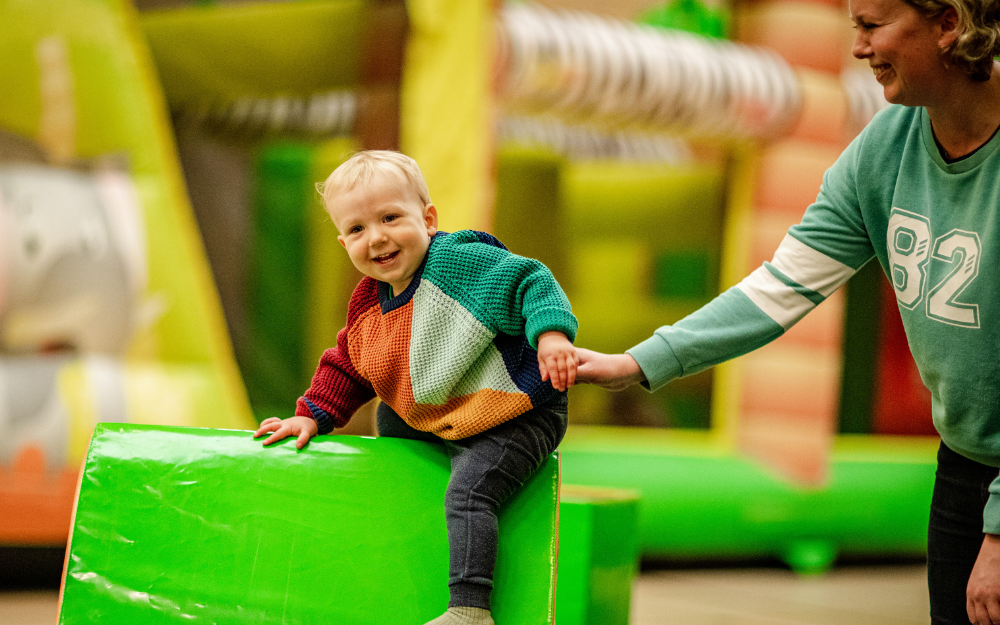 Child climbing on soft play and inflatable equipment at Loddon VAlley Leisure Centre