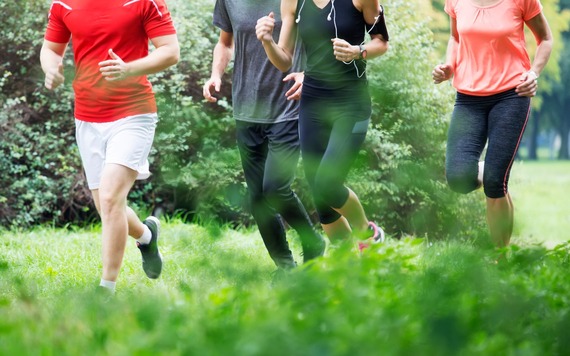 A photo of people running 