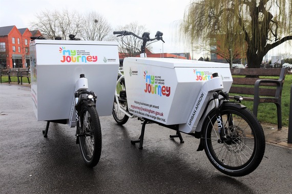 Two electric cargo bikes