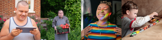 Four images showing people of different ages with autism