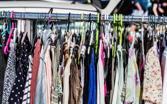 Clothes at a car boot sale